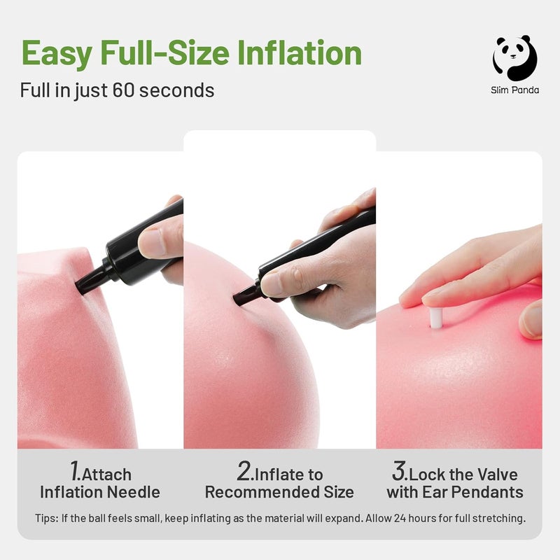 Slim Panda Pilates Ball, 9 Inch Small Exercise Ball, Anti Burst Mini Yoga Ball for Stability, Workout, Barre, Core Strength, Physical Therapy, Balance, Stretching - Image 4